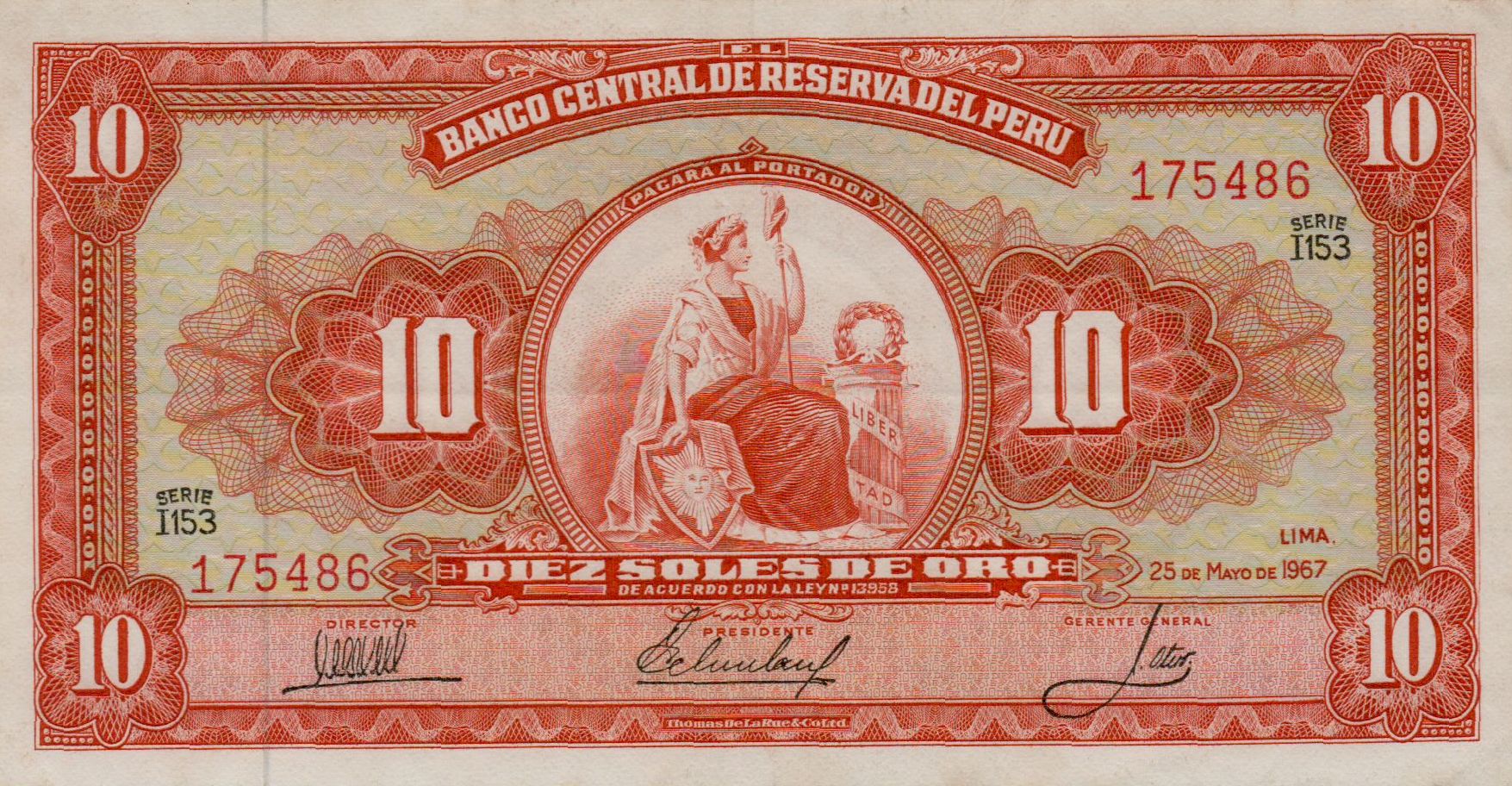 Peru 10 1967 UNC P-84/d